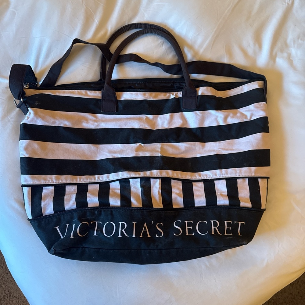 Victoria's Secret Black and White Striped Tote